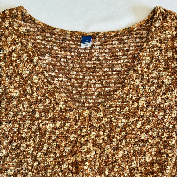 Old Navy Top Women’s 3X Brown Floral Smocked Peasant Blouse Boho Cottagecore - Picture 6 of 12